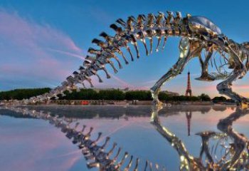 开封魅力无穷的不锈钢恐龙骨架雕塑