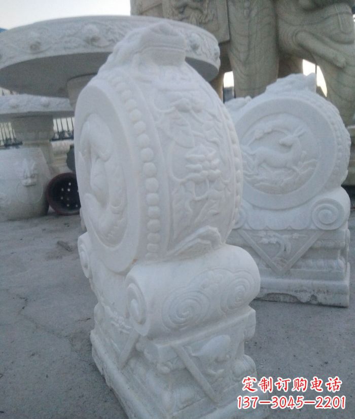 开封汉白玉抱鼓石门墩雕塑