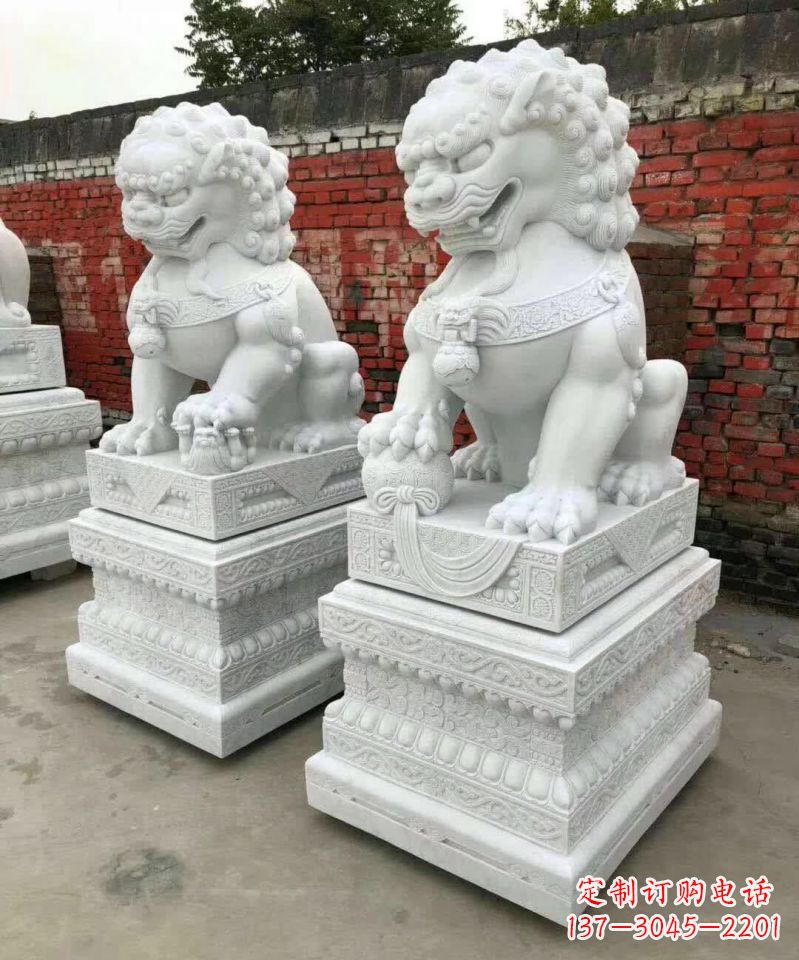 开封汉白玉踩球镇宅狮子雕塑