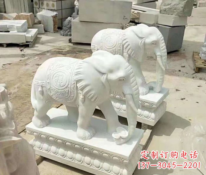 开封汉白玉大象招财动物石雕