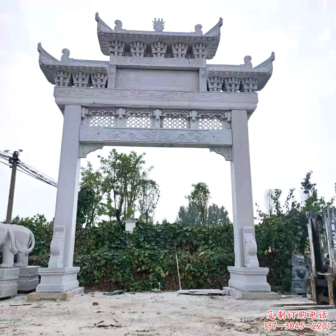 开封汉白玉单门石牌坊