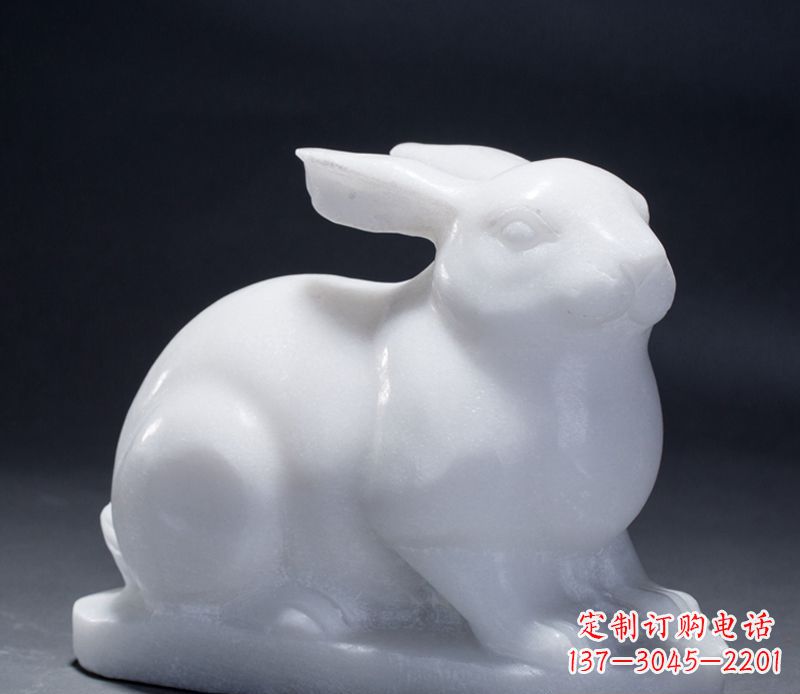 开封精致汉白玉兔子雕塑
