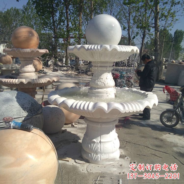 开封汉白玉风水球,高端定制雕塑