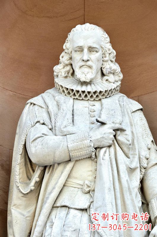 开封汉白玉弗朗西斯·培根石雕塑像-世界名人英国著名哲学家雕塑