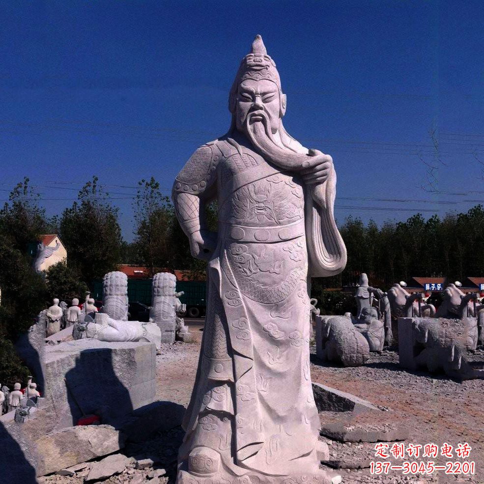 开封汉白玉关羽石雕像