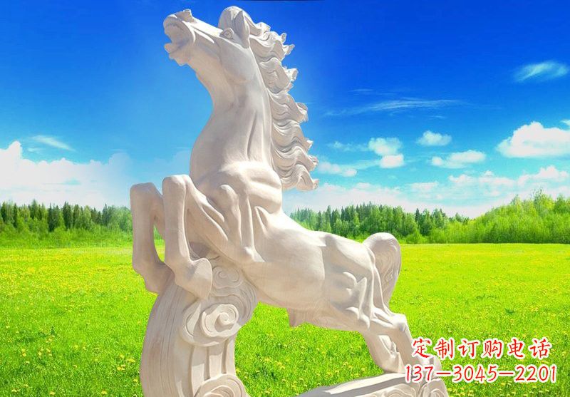 开封古典精美的汉白玉奔马石雕