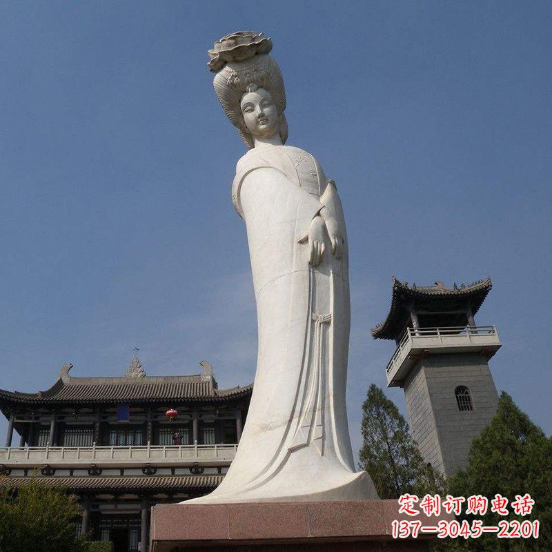 开封汉白玉贵妃石雕像-精美绝伦的杨玉环雕像