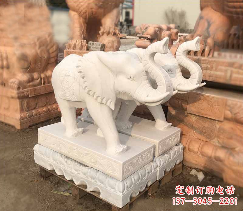 开封雕刻睿智的大象-定制门口镇宅招财石雕