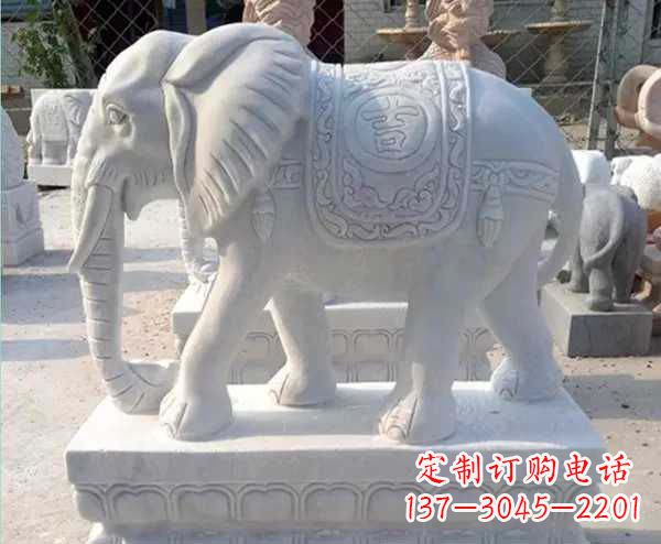 开封汉白玉吉祥如意招财镇宅大象石雕_1