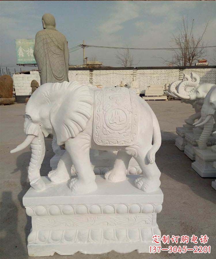 开封汉白玉大象雕塑是一款新颖、具有吉祥寓意的…
