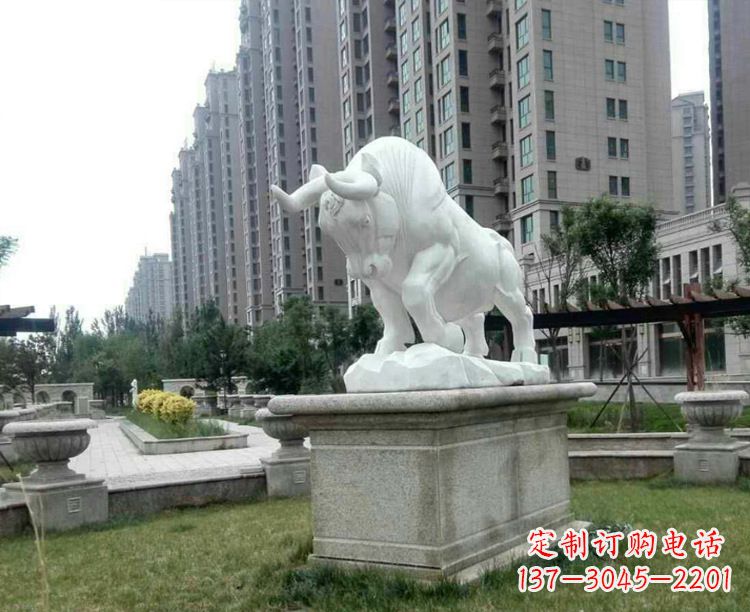 开封汉白玉开荒牛小区园林动物石雕