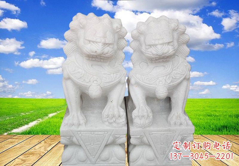 开封汉白玉看门狮子石雕