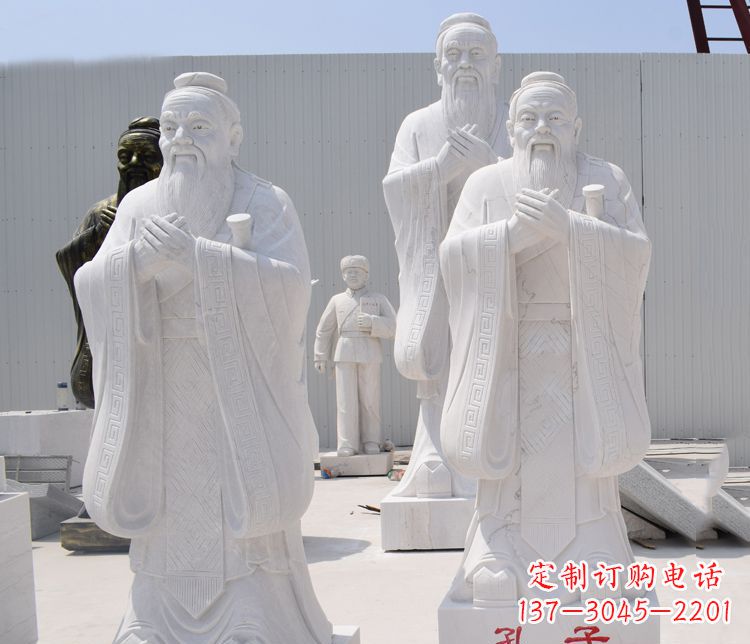 开封汉白玉孔子校园古代名人石雕 (2)