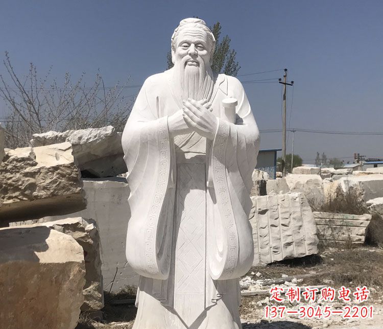 开封汉白玉孔子行教像学校古代名人石雕