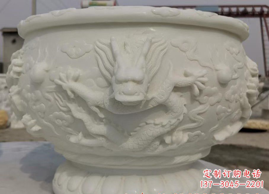 开封中领雕塑汉白玉龙鱼缸雕塑,是由专业雕塑定…