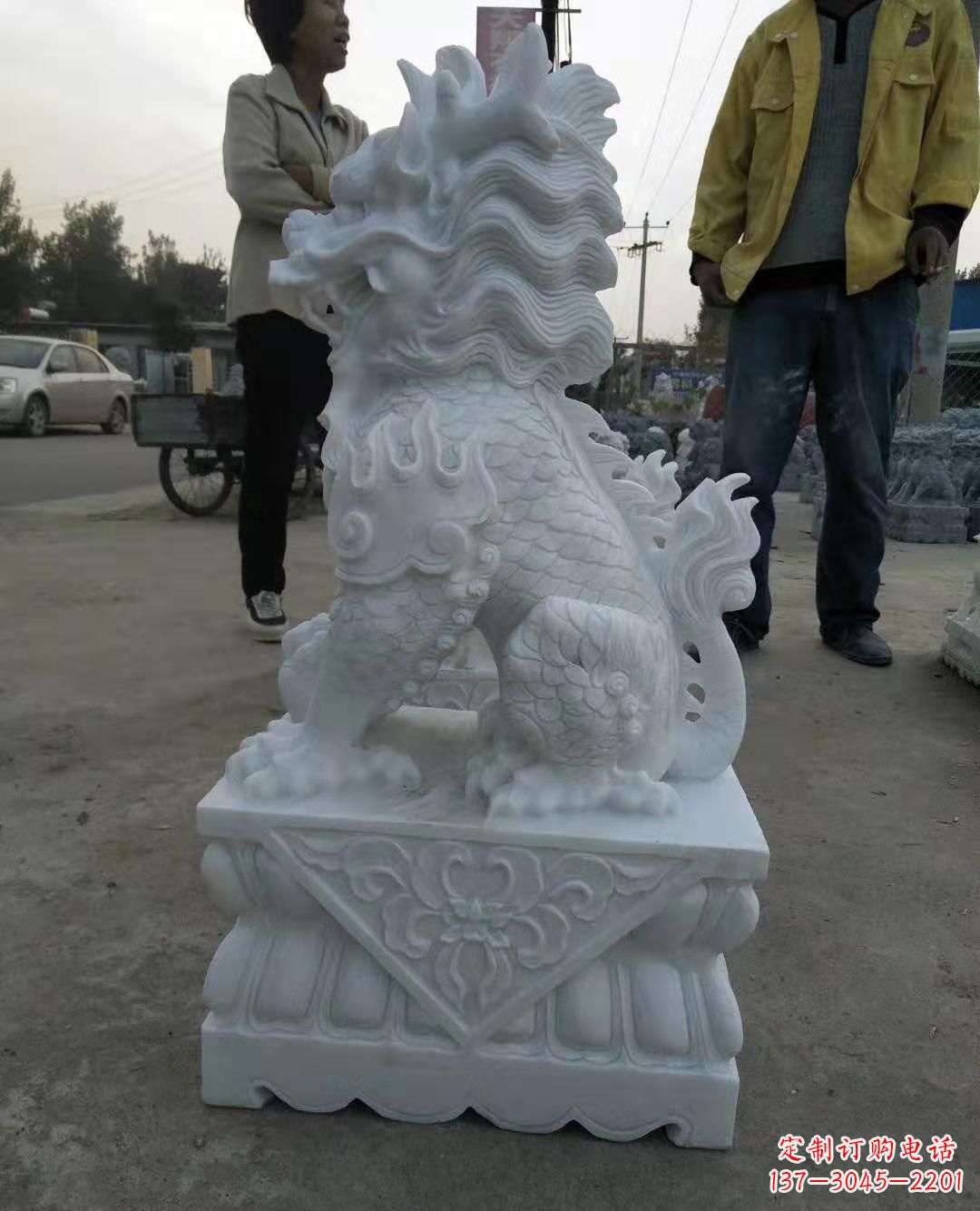 开封汉白玉门口古代神兽镇宅麒麟雕塑