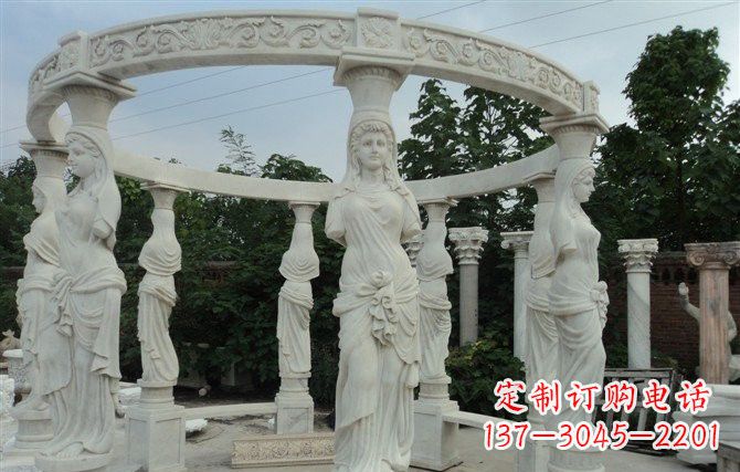 开封汉白玉欧式凉亭雕塑,尽享悠然凉意