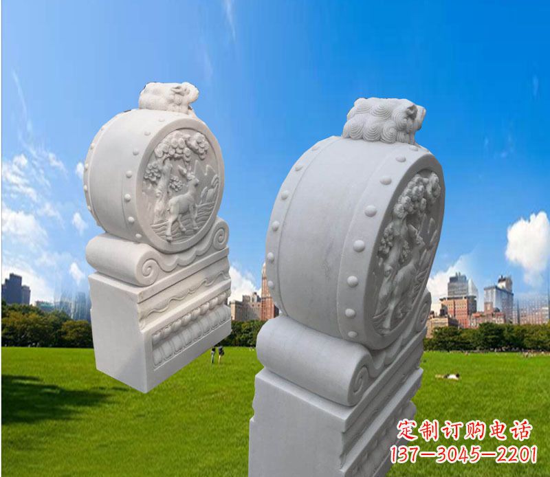 开封精致的汉白玉门墩雕塑
