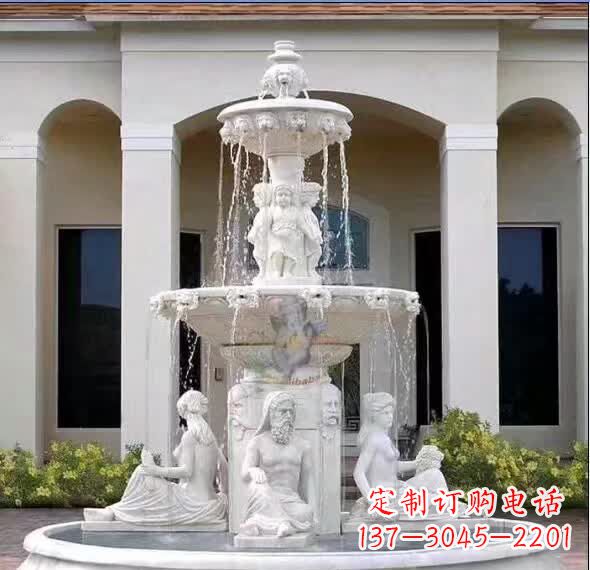 开封汉白玉精美完美的喷泉雕塑