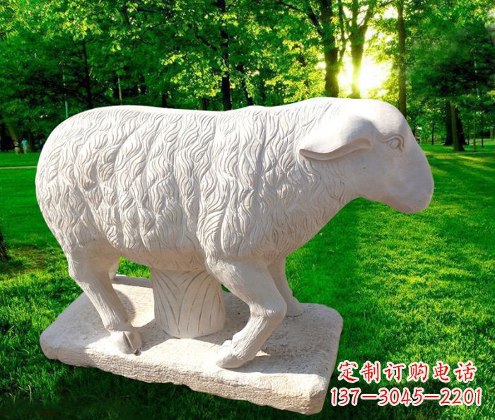 开封中领雕塑的汉白玉山羊石雕是一件雕刻精美的…