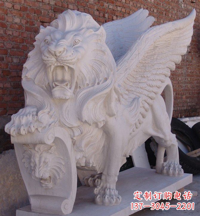 开封汉白玉圣马可飞狮石雕,精致品质保证