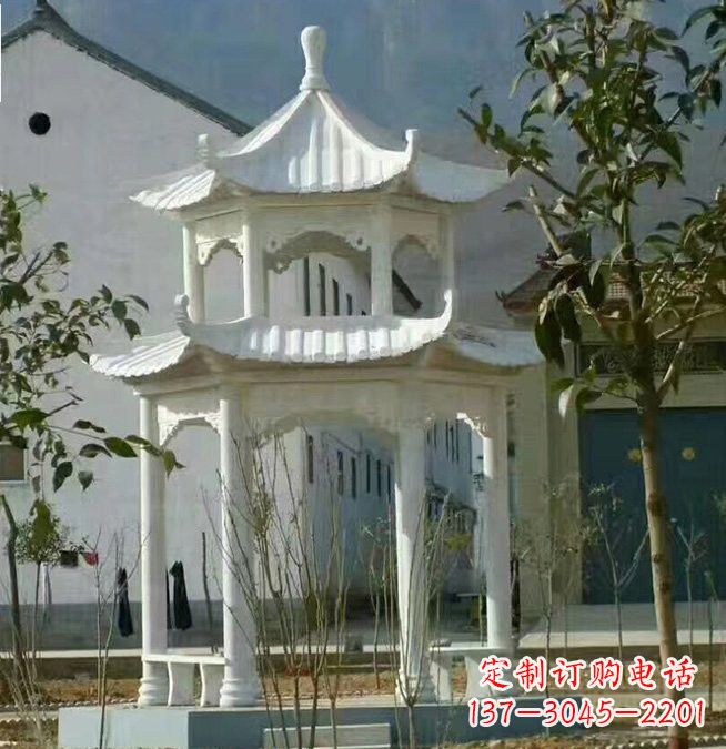 开封汉白玉双层凉亭石雕