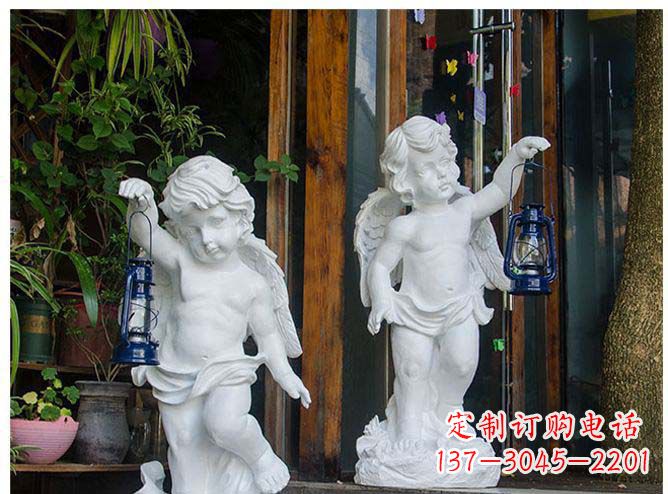 开封白玉天使雕塑,夜晚的灯火璀璨