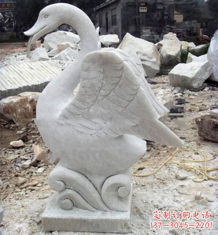 开封汉白玉天鹅喷泉,小区售楼部装饰喷水天鹅雕塑摆件