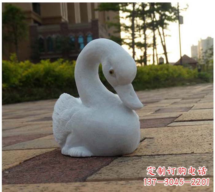 开封汉白玉天鹅石雕塑,精美瑰丽