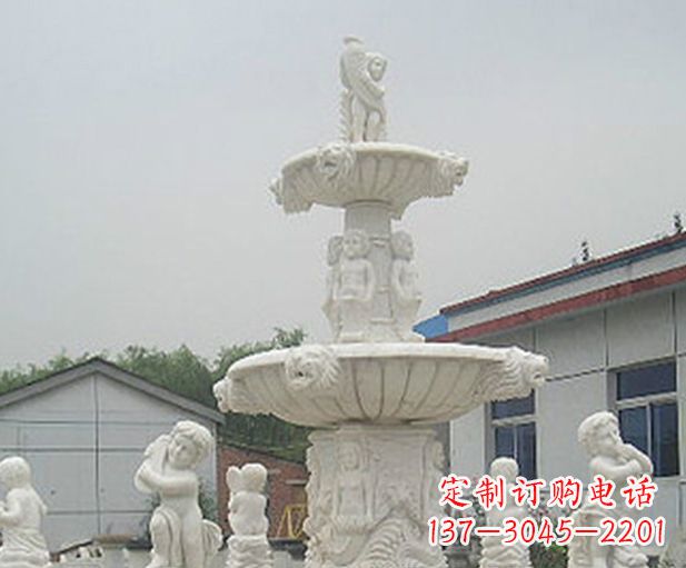 开封汉白玉天使大型喷泉石雕