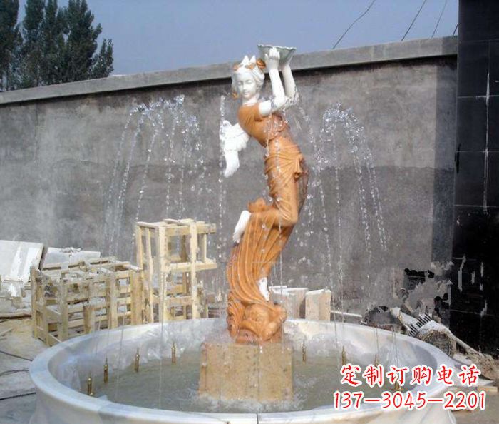 开封高端石膏西方人物公园喷泉雕塑