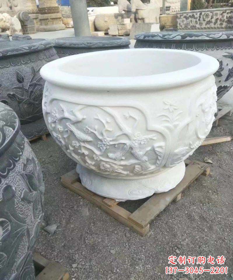 开封汉白玉圆形水缸