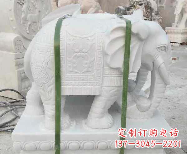 开封瑞气四溢的汉白玉招财大象雕塑