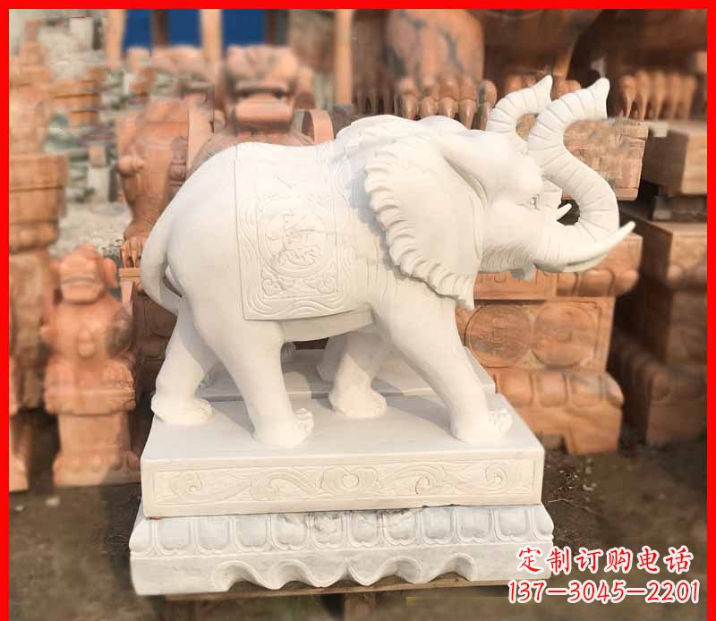 开封汉白玉招财大象石雕 (4)