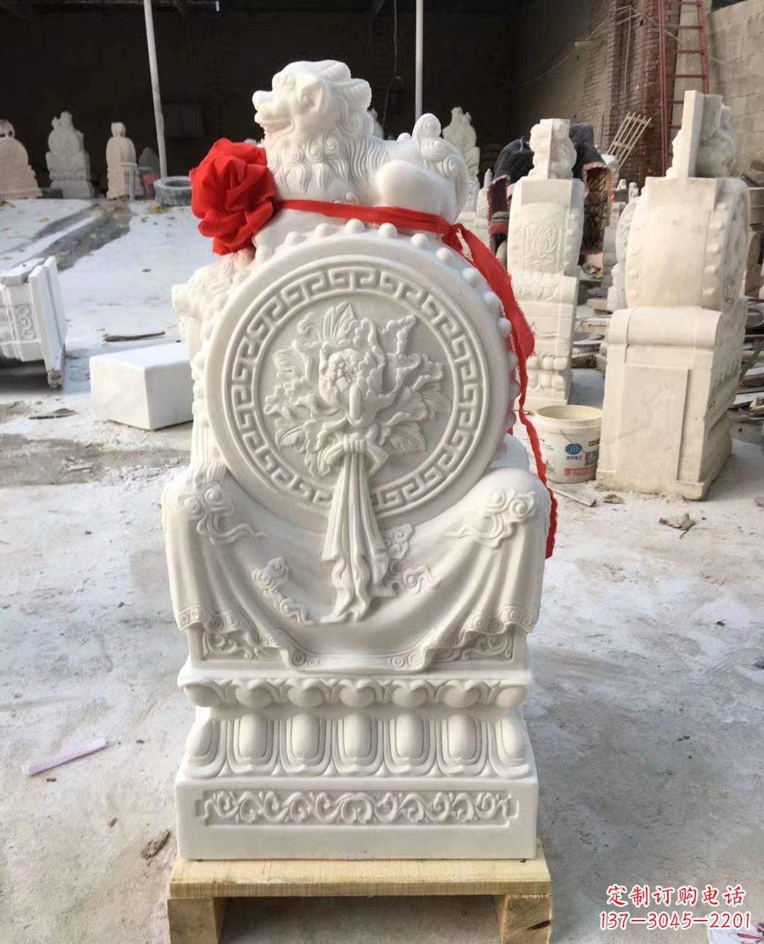 开封纯手工汉白玉狮子雕塑