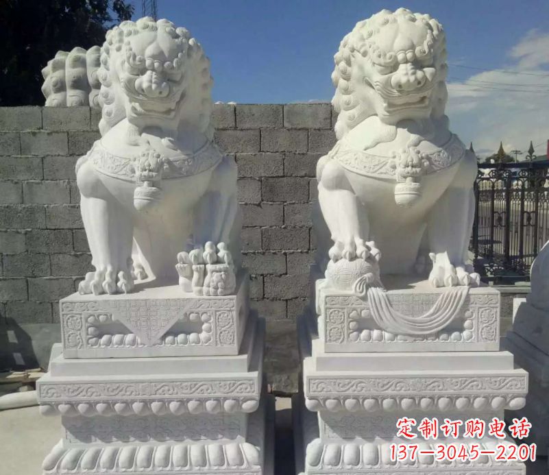 开封汉白玉镇宅狮子石雕塑