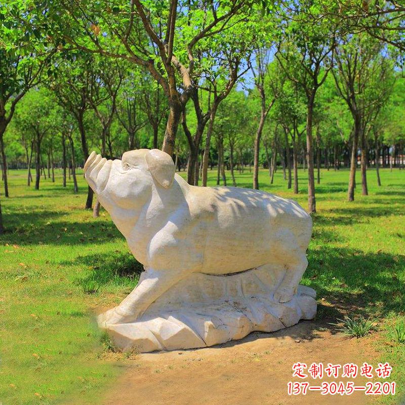 开封传统十二生肖精美手工猪石雕动物雕塑