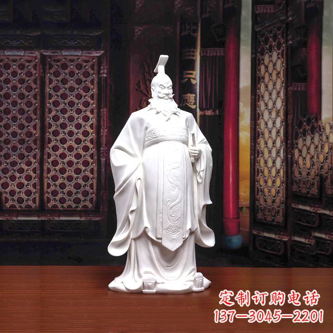 开封汉白玉石雕刻,高贵内敛的汉武帝刘彻汉雕像
