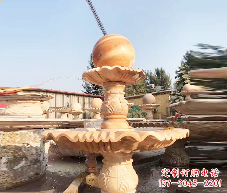 开封湖北石雕风水球喷泉——精品水泵雕塑