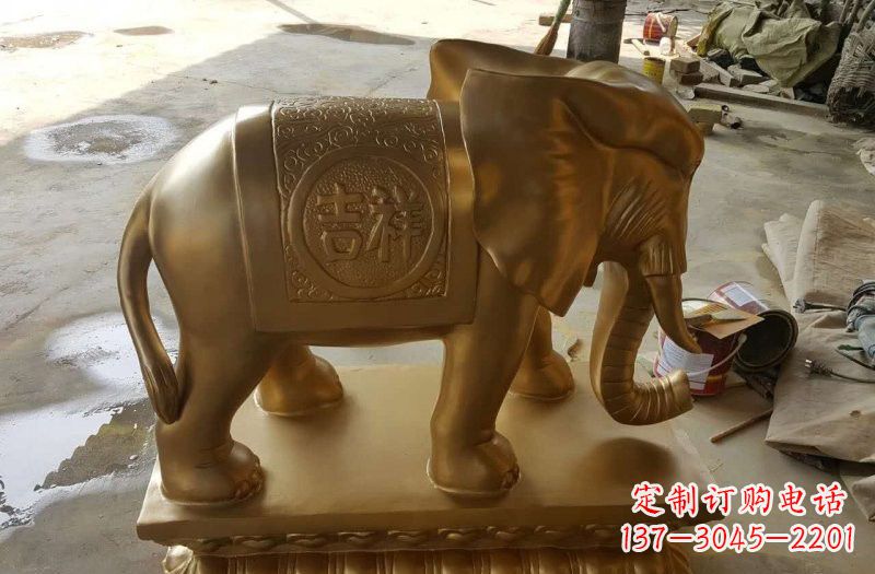 开封湖南玻璃钢仿铜大象案例