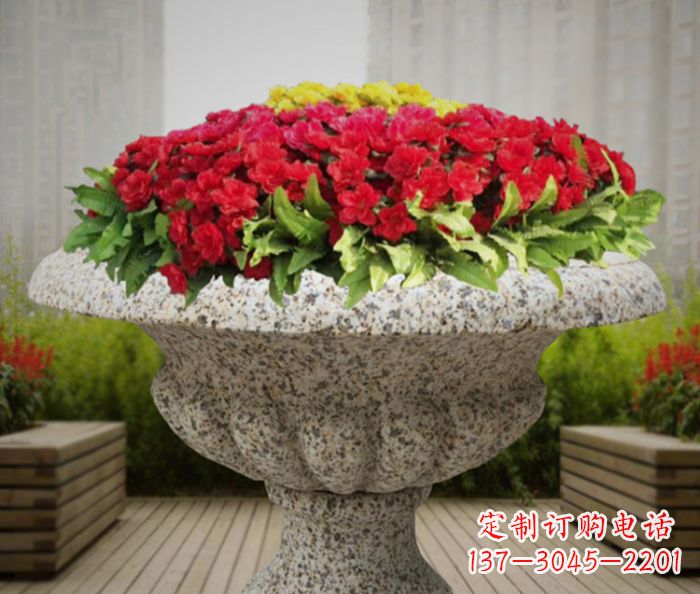 开封中领雕塑精美花岗岩花盆小区石雕