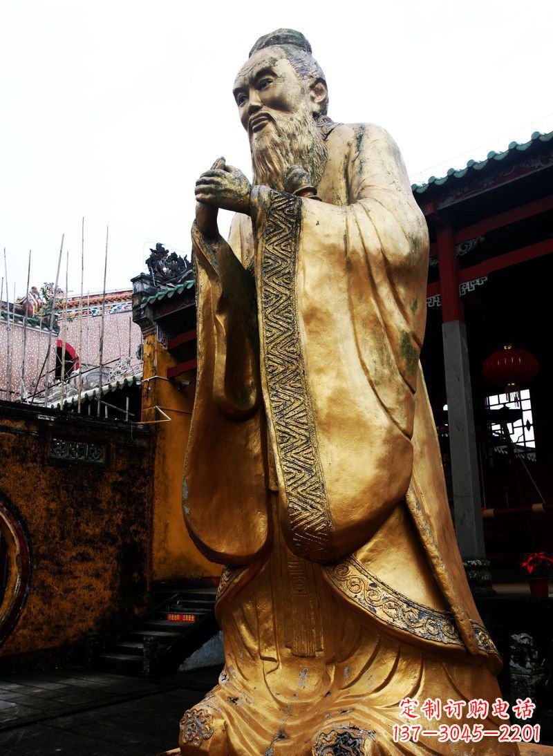 开封精致黄铜孔子雕塑,永久流传中华文化