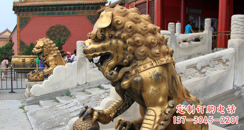 开封黄铜狮子故宫狮雕塑，高端定制艺术品