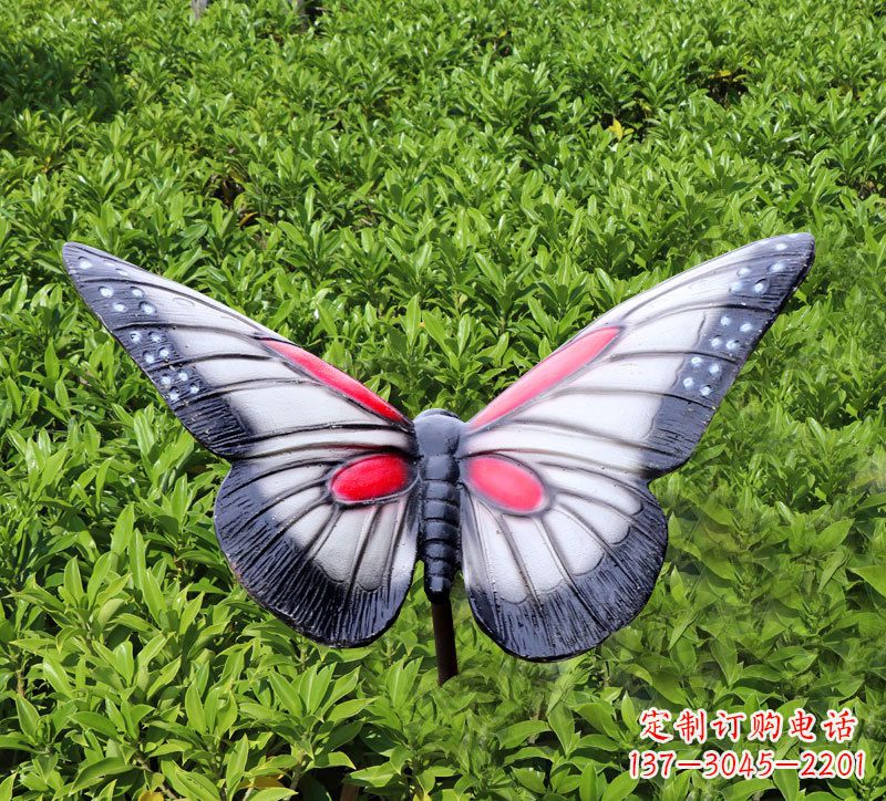 开封灰黑色仿真蝴蝶玻璃钢铸造雕塑