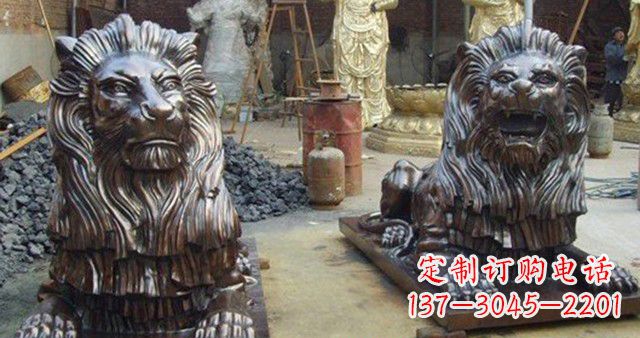 开封汇丰铜狮子雕塑,令人叹为观止