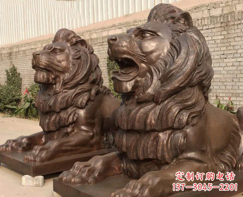 开封汇丰铜雕狮子,威武雄壮