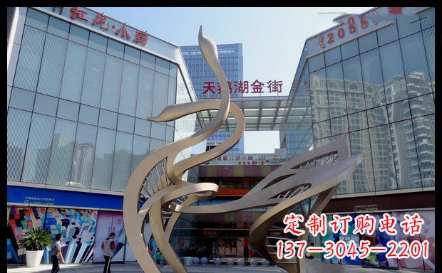 开封高雅大气的不锈钢抽象天鹅雕塑