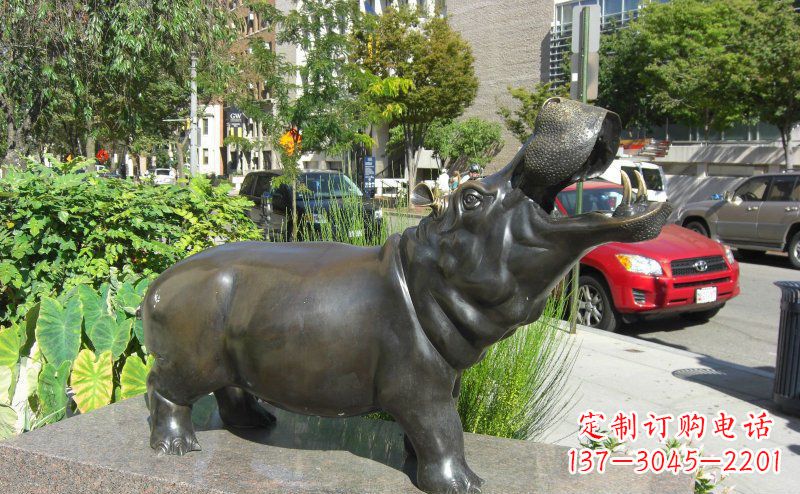 开封街边河马景观铜雕