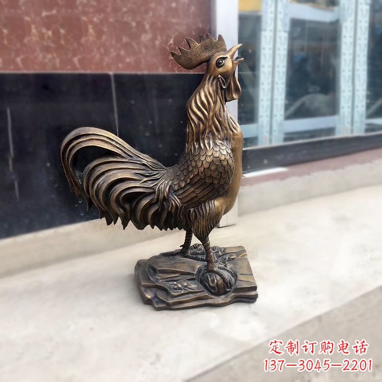 开封金鸡报晓生肖动物纯铸铜雕塑