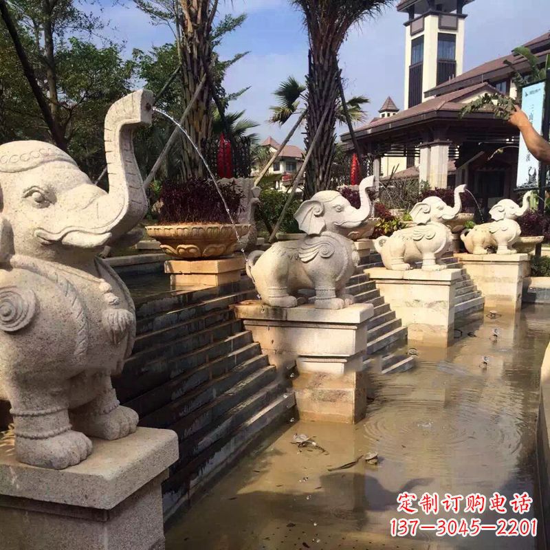 开封景区景点睡觉喷水石雕大象动物雕塑